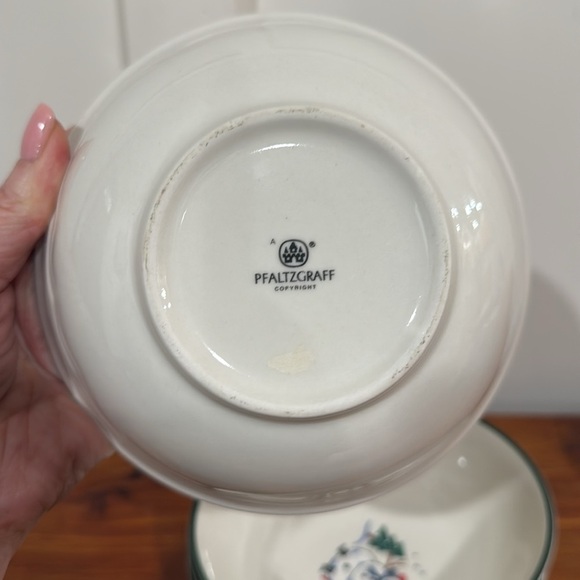 Pfaltzgraff Snow Village Snowman Tree Christmas Soup/Cereal Bowl Set of 4 - Picture 4 of 4